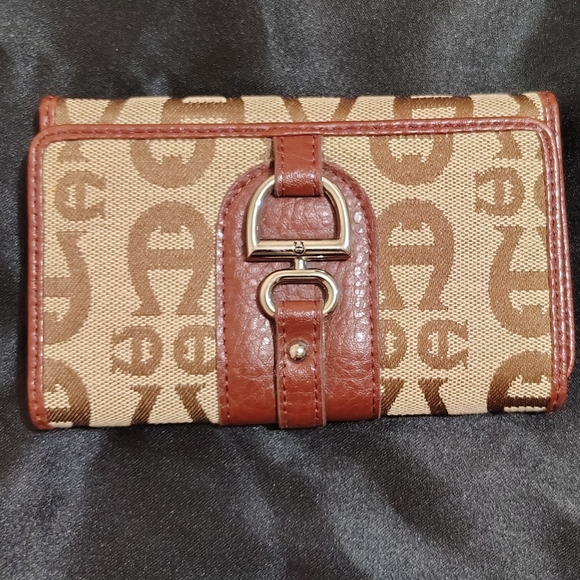 Etienne Aigner Tan and Brown Logo Wallet - Picture 1 of 5